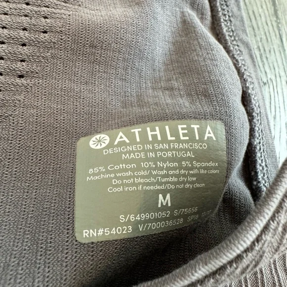 Athleta Pura Tank Top Medium Ribbed Cotton Nylon Gray Seamless Fitted - Picture 6 of 7